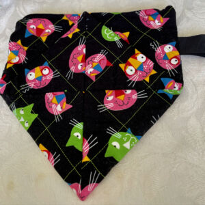 Quilted Pouches - Colorful Cats on Black