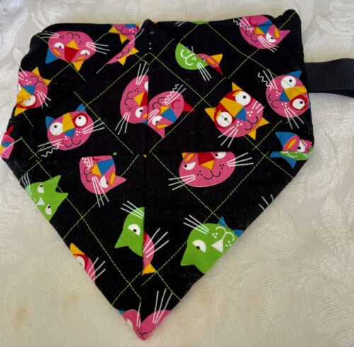 Quilted Pouches - Colorful Cats on Black