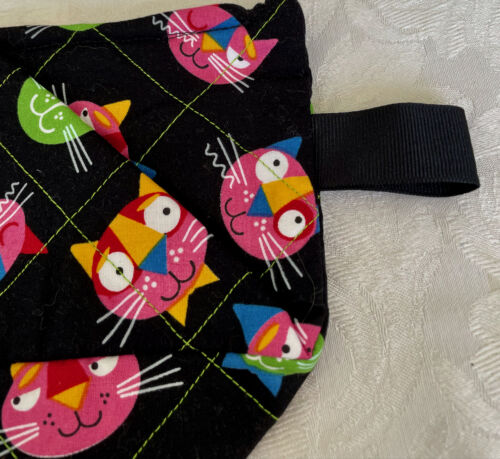 Quilted Pouches - Colorful Cats on Black - Image 3