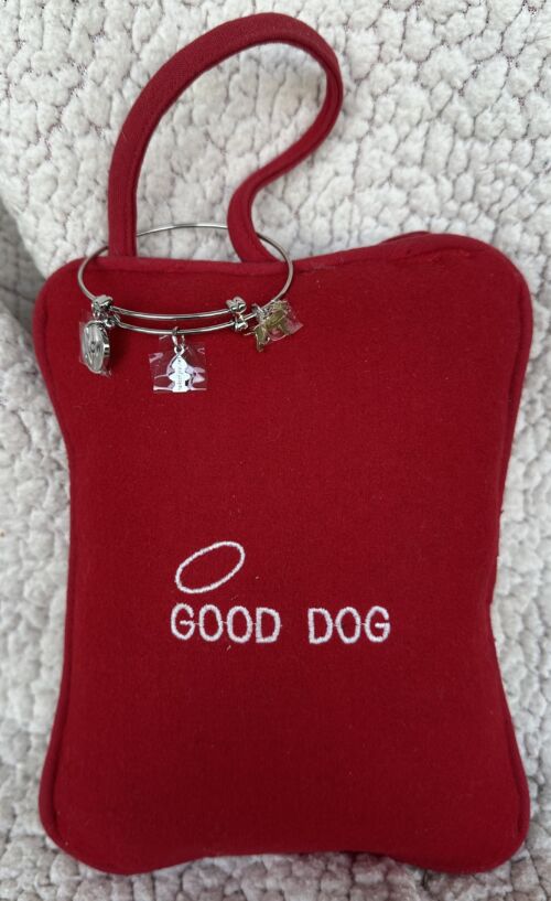 Good Dog Bad Dog Hanging Pillow with TOJ Spinning Dog Bracelet - Image 2
