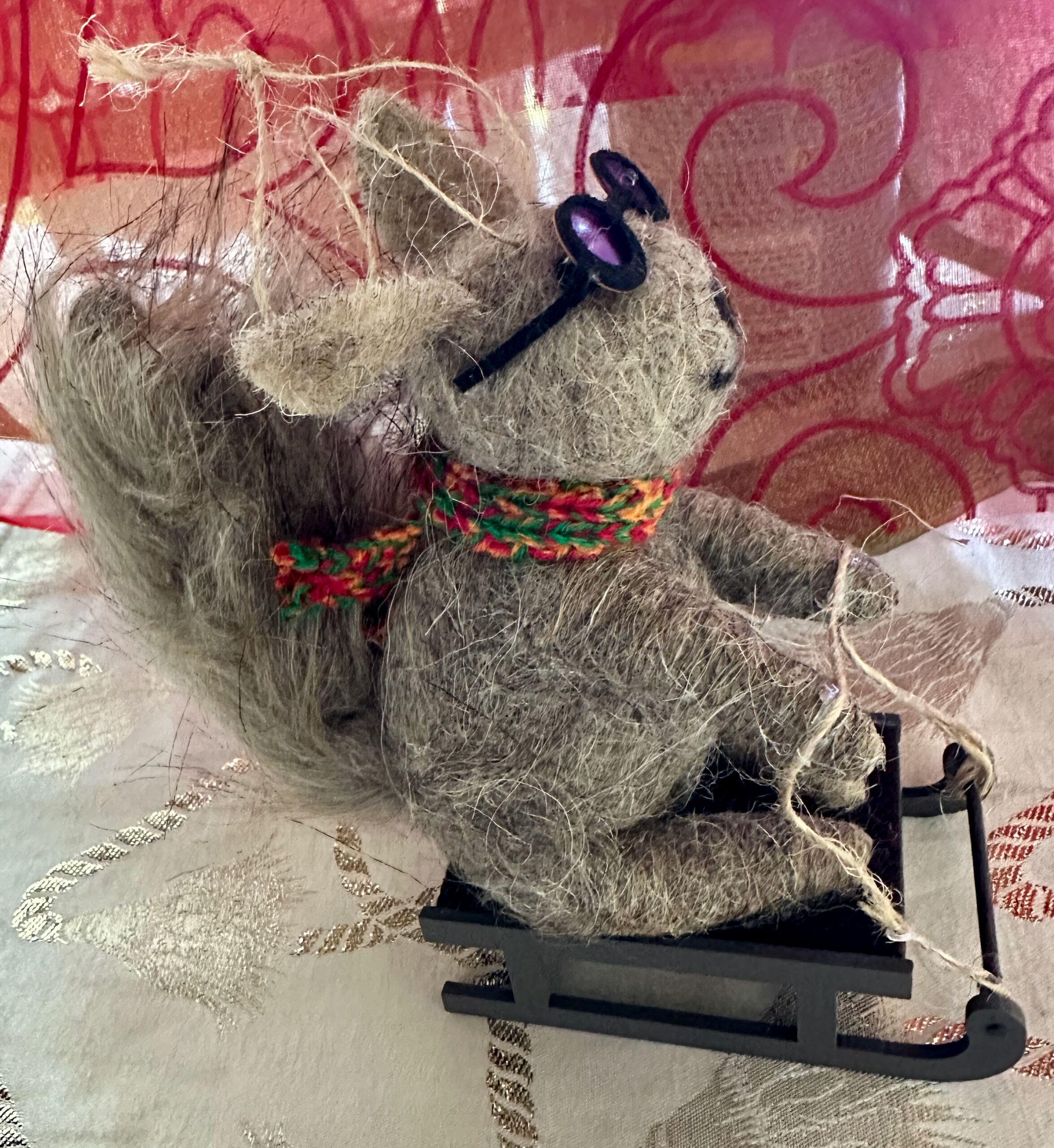 Soft Squirrel on Sled Ornament