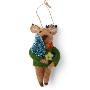 Moose with Evergreen Tree Ornament