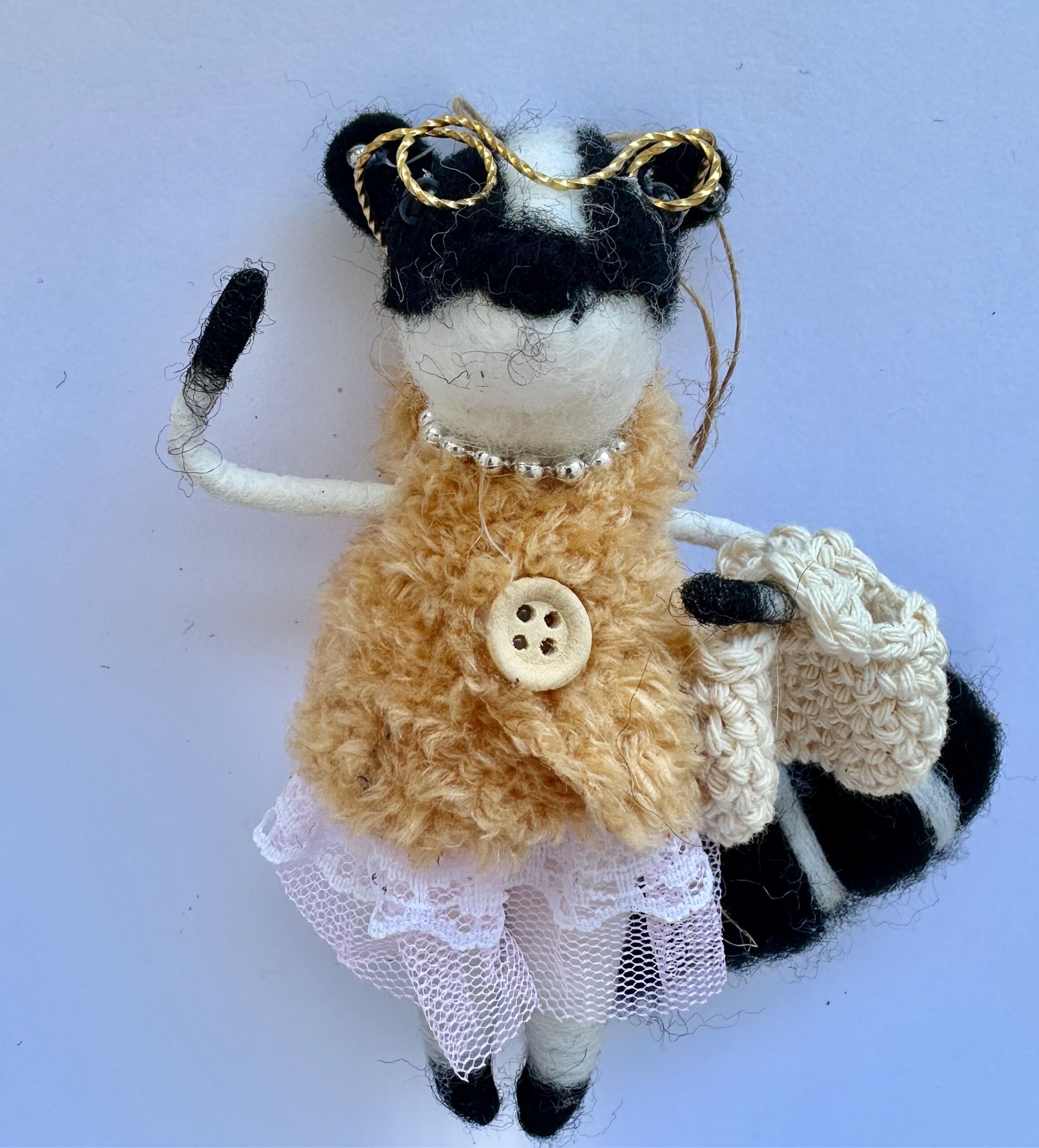 Adorable Skunk Going Shopping Ornament