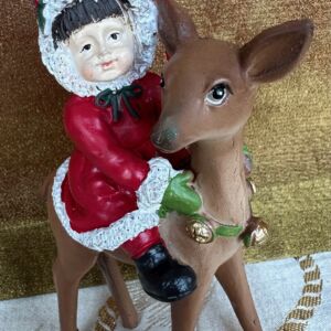 Vintage Style Girl on a Deer Ornament