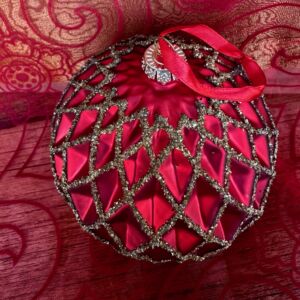 Large Red Glitter Ball Ornament